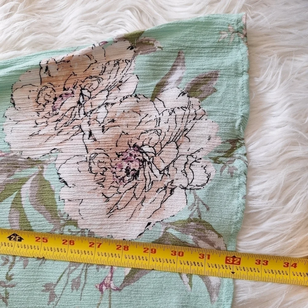 Blu Heaven Mint Green Floral Ruffle Cold-Shoulder Dress - Picture 13 of 14